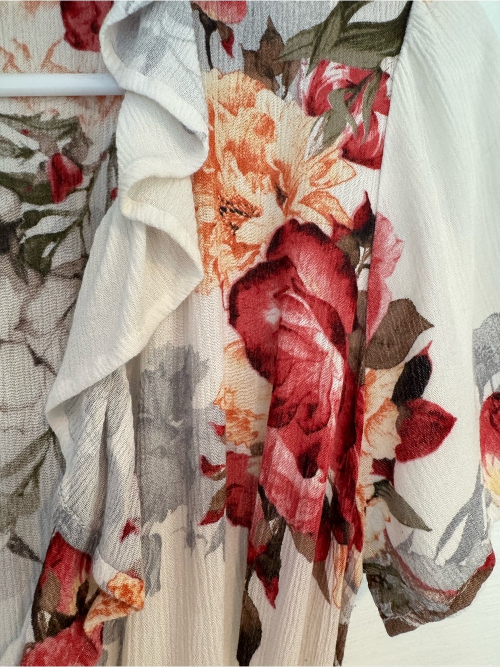 Windsor Ivory Floral Ruffle Wrap Midi Dress Size M - Picture 6 of 8
